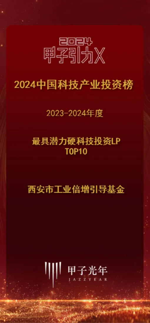 奮楫爭先，載譽前行④ || 西安市工業(yè)倍增引導(dǎo)基金榮獲2023-2024年度最具潛力硬科技投資LP TOP10